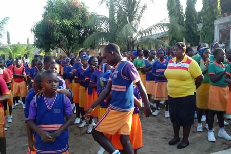 Students of Good News Secondary School at the Assembly Ground, at the Tanimu Foundation Scholarship Presentation.